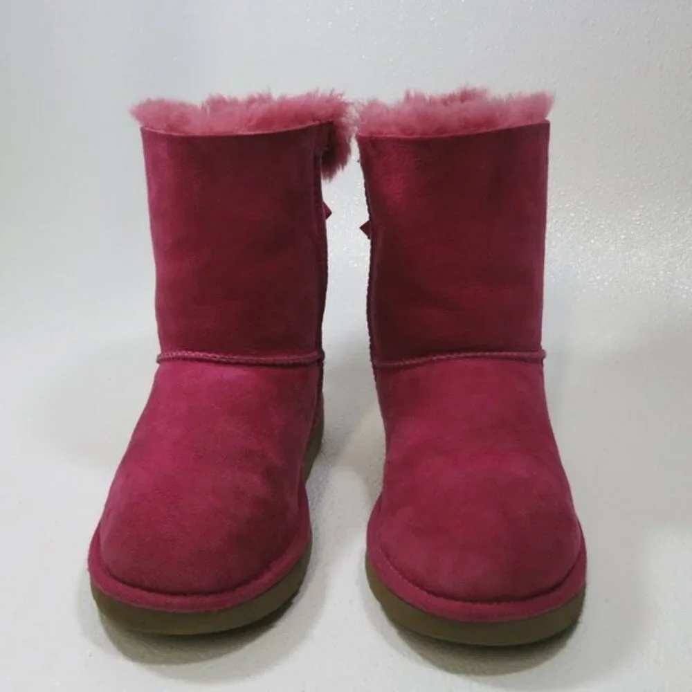 UGG Bailey Bow Classic Short Winter Boots Shoes Australia Footwear Kids Sz 4